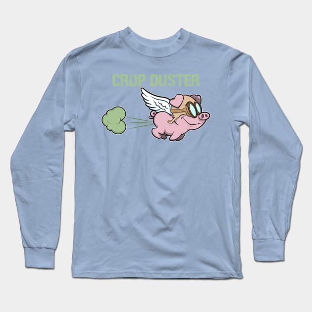 crop dusting flying pig Long Sleeve T-Shirt by CoySoup